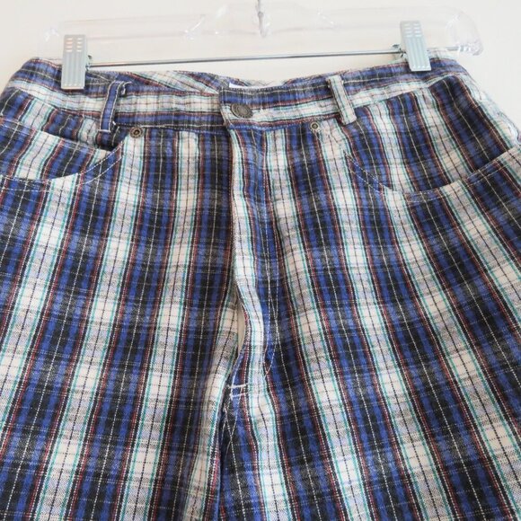 VINTAGE CALVIN KLEIN Y2K Tartan Plaid High Rise Straight Cotton Pants Jeans Punk - Picture 9 of 14